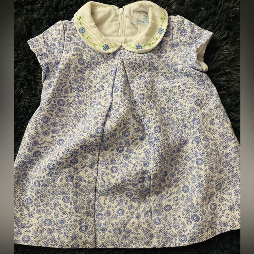 Florence Eiseman Baby Blue Floral Spring Baby Dress